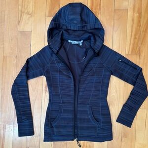 Athleta Striped Strength Hoodie Jacket Sweatshirt Size: XS